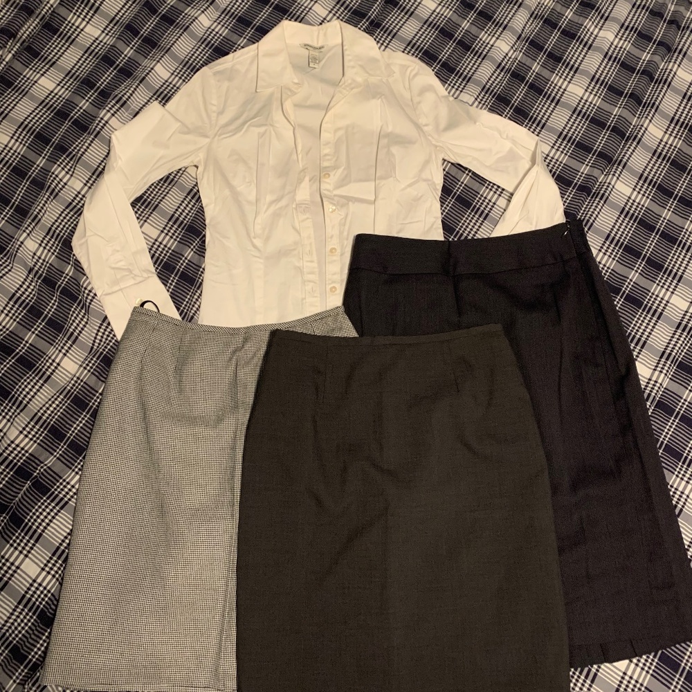 3 Work Skirts - Button Shirt Bundle Small Size 4